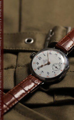 仕事をしながら楽しめるオメガの銀無垢アンティーク腕時計 【1915年頃】ニエロ装飾-W1687-6