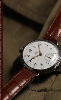 仕事をしながら楽しめるオメガの銀無垢アンティーク腕時計 【1915年頃】ニエロ装飾-W1687-7