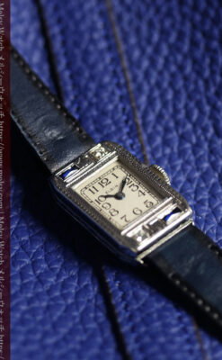 エルジン 女性用アンティーク腕時計 サファイアとダイヤモンド 【1930年頃】細身の縦長-W1688-1