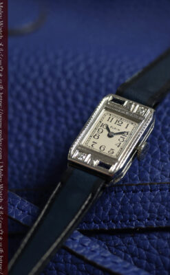 エルジン 女性用アンティーク腕時計 サファイアとダイヤモンド 【1930年頃】細身の縦長-W1688-10