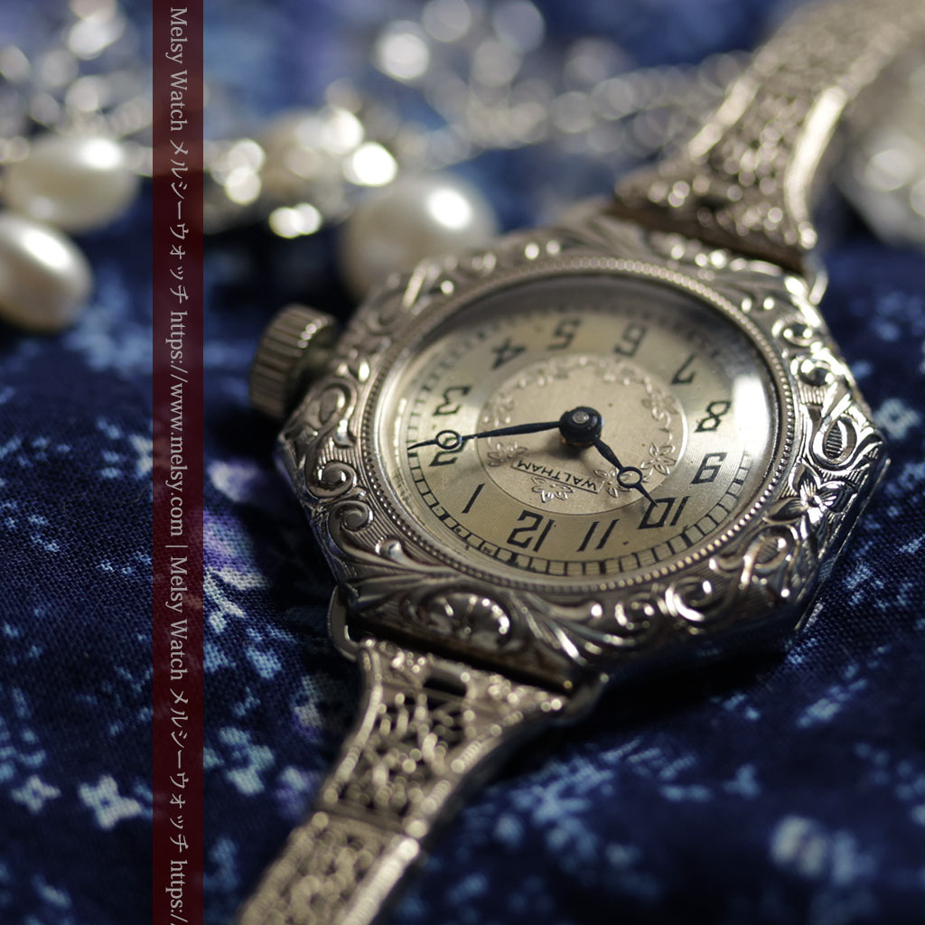黎明期のレディース腕時計 ウォルサムの100年物アンティーク腕時計 【1920年頃】-w1689-9