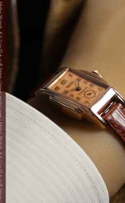 美しく映えるローズ色 グリュエンのアンティーク腕時計 【1940年頃】-W1690-1