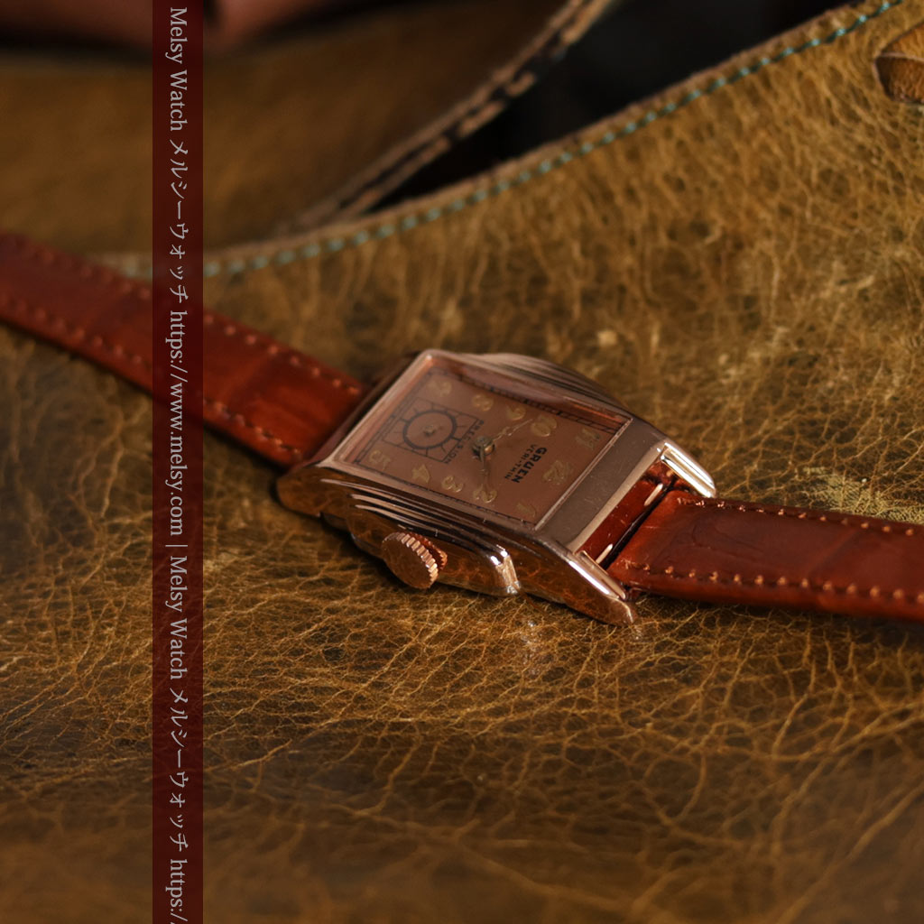 美しく映えるローズ色 グリュエンのアンティーク腕時計 【1940年頃】-W1690-12