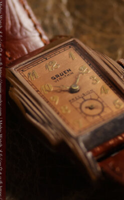 美しく映えるローズ色 グリュエンのアンティーク腕時計 【1940年頃】-W1690-13