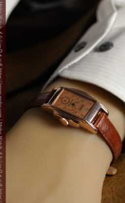 美しく映えるローズ色 グリュエンのアンティーク腕時計 【1940年頃】-W1690-18