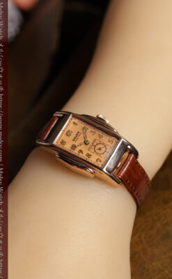 美しく映えるローズ色 グリュエンのアンティーク腕時計 【1940年頃】-W1690-20