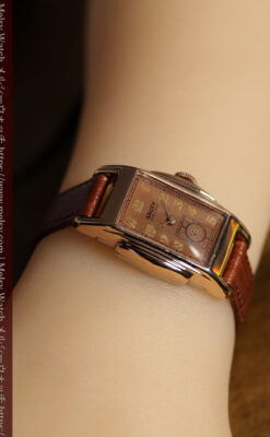 美しく映えるローズ色 グリュエンのアンティーク腕時計 【1940年頃】-W1690-21