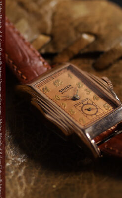 美しく映えるローズ色 グリュエンのアンティーク腕時計 【1940年頃】-W1690-3