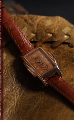 美しく映えるローズ色 グリュエンのアンティーク腕時計 【1940年頃】-W1690-4