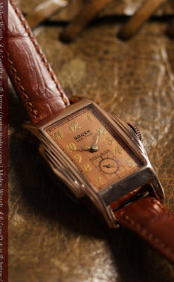 美しく映えるローズ色 グリュエンのアンティーク腕時計 【1940年頃】-W1690-6