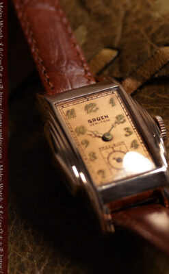 美しく映えるローズ色 グリュエンのアンティーク腕時計 【1940年頃】-W1690-8