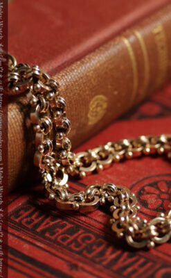 幅広で厚めの存在感がある特殊な作りの懐中時計チェーン 鍵巻き付き-C0542-1