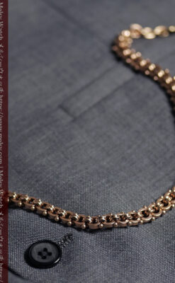 幅広で厚めの存在感がある特殊な作りの懐中時計チェーン 鍵巻き付き-C0542-13