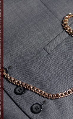 幅広で厚めの存在感がある特殊な作りの懐中時計チェーン 鍵巻き付き-C0542-14