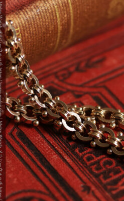 幅広で厚めの存在感がある特殊な作りの懐中時計チェーン 鍵巻き付き-C0542-1