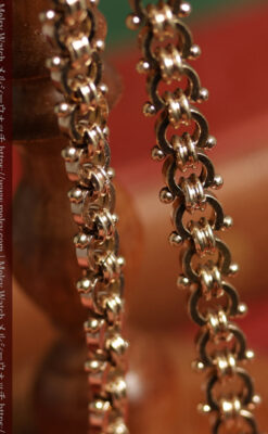 幅広で厚めの存在感がある特殊な作りの懐中時計チェーン 鍵巻き付き-C0542-4