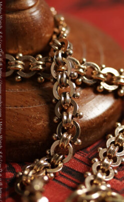 幅広で厚めの存在感がある特殊な作りの懐中時計チェーン 鍵巻き付き-C0542-6