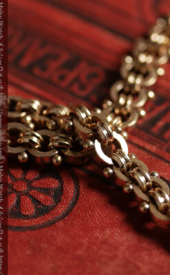 幅広で厚めの存在感がある特殊な作りの懐中時計チェーン 鍵巻き付き-C0542-7