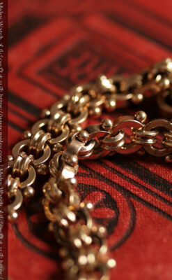 幅広で厚めの存在感がある特殊な作りの懐中時計チェーン 鍵巻き付き-C0542-8