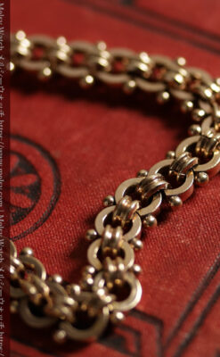 幅広で厚めの存在感がある特殊な作りの懐中時計チェーン 鍵巻き付き-C0542-9