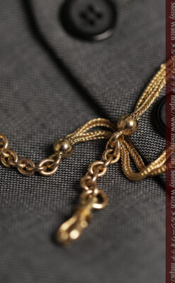 美しい躑躅色6x6石で彩られた綺麗な装飾付きアンティーク懐中時計チェーン-C0544-11