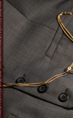 美しい躑躅色6x6石で彩られた綺麗な装飾付きアンティーク懐中時計チェーン-C0544-4