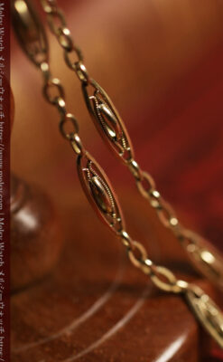 シンプルながら装飾の綺麗な金色アンティーク懐中時計チェーン-C0545-1