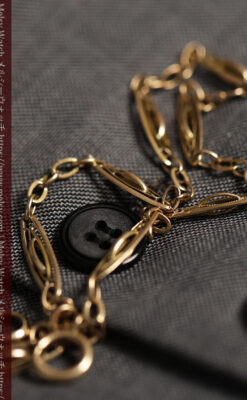 シンプルながら装飾の綺麗な金色アンティーク懐中時計チェーン-C0545-11