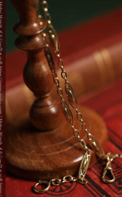 シンプルながら装飾の綺麗な金色アンティーク懐中時計チェーン-C0545-2