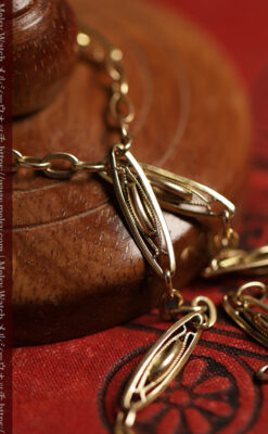 シンプルながら装飾の綺麗な金色アンティーク懐中時計チェーン-C0545-4