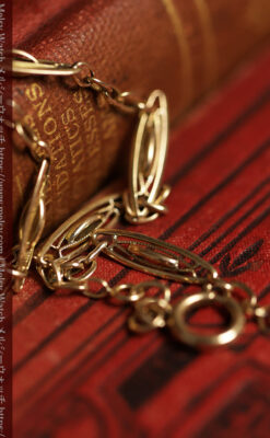 シンプルながら装飾の綺麗な金色アンティーク懐中時計チェーン-C0545-7