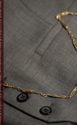 シンプルながら装飾の綺麗な金色アンティーク懐中時計チェーン-C0545-9