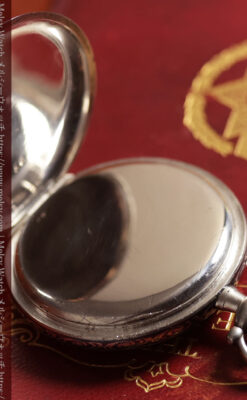 ニエロ黒金装飾と変わり文字盤 ウォルサムの銀無垢アンティーク懐中時計 【1895年頃】-P2417-19