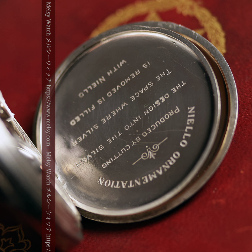ニエロ黒金装飾と変わり文字盤 ウォルサムの銀無垢アンティーク懐中時計 【1895年頃】-P2417-20