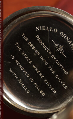 ニエロ黒金装飾と変わり文字盤 ウォルサムの銀無垢アンティーク懐中時計 【1895年頃】-P2417-9