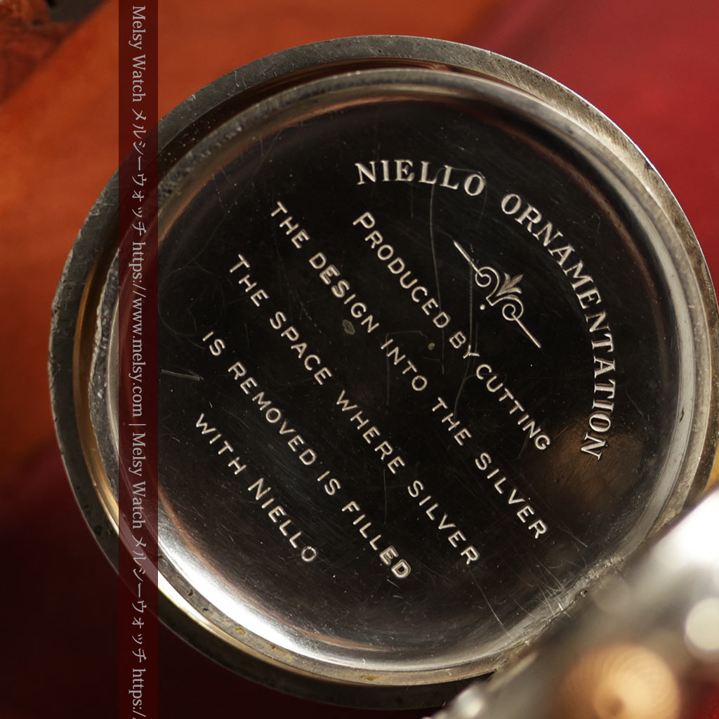 ニエロ黒金装飾と変わり文字盤 ウォルサムの銀無垢アンティーク懐中時計 【1895年頃】-P2417-9