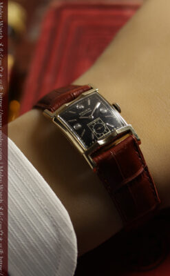 ３点のダイヤと黒い文字盤 グリュエンのアンティーク腕時計 【1950年頃】-W1692-11