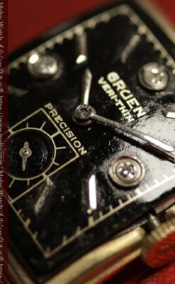 ３点のダイヤと黒い文字盤 グリュエンのアンティーク腕時計 【1950年頃】-W1692-18