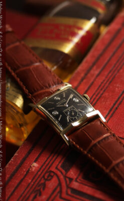 ３点のダイヤと黒い文字盤 グリュエンのアンティーク腕時計 【1950年頃】-W1692-3