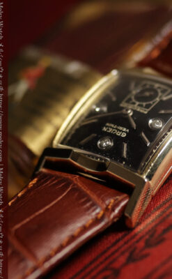 ３点のダイヤと黒い文字盤 グリュエンのアンティーク腕時計 【1950年頃】-W1692-8