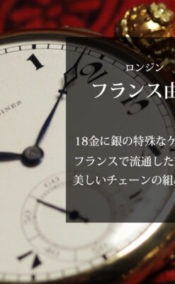 ロンジン 18金&銀地のアンティーク懐中時計 装飾チェーン&ケース付き【1933年頃】フランス由来-P2419-0