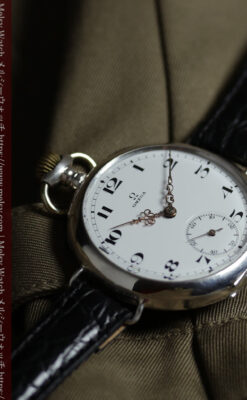 オメガ 超大型の銀無垢アンティーク腕時計 【1933年頃】懐中時計ベース-W1708-10