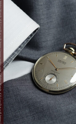 グリュエン 統一感あるデザインが魅力の綺麗な懐中時計 【1949年頃】レトロ-P2429-2