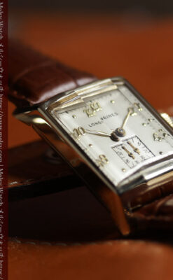 ロンジン 三面ガラスとケースの優れたデザインのアンティーク腕時計 【1950年頃】-W1446-1
