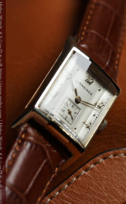 ロンジン 三面ガラスとケースの優れたデザインのアンティーク腕時計 【1950年頃】-W1446-11