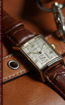 ロンジン 三面ガラスとケースの優れたデザインのアンティーク腕時計 【1950年頃】-W1446-14