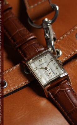 ロンジン 三面ガラスとケースの優れたデザインのアンティーク腕時計 【1950年頃】-W1446-20