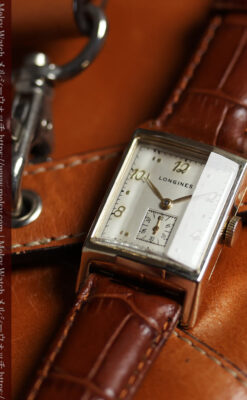 ロンジン 三面ガラスとケースの優れたデザインのアンティーク腕時計 【1950年頃】-W1446-23