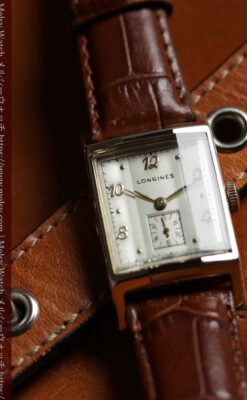 ロンジン 三面ガラスとケースの優れたデザインのアンティーク腕時計 【1950年頃】-W1446-3