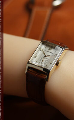 ロンジン 三面ガラスとケースの優れたデザインのアンティーク腕時計 【1950年頃】-W1446-32